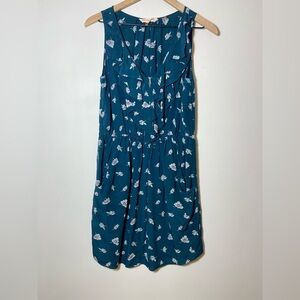 Rebecca Taylor Blue Floral Tiered Ruffle 100% Silk Mini Dress Size 8